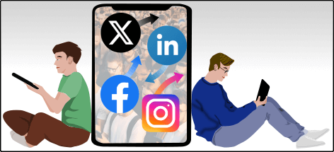 2 Guys Enjoying Social Media on Their Computer Devices